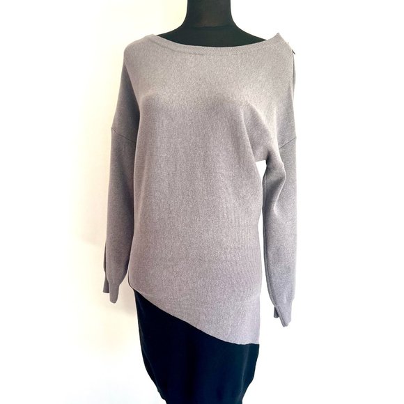 NWT Gray & Black Long Sleeve Sweater Dress Tunic with Zipper Accent - Picture 9 of 10